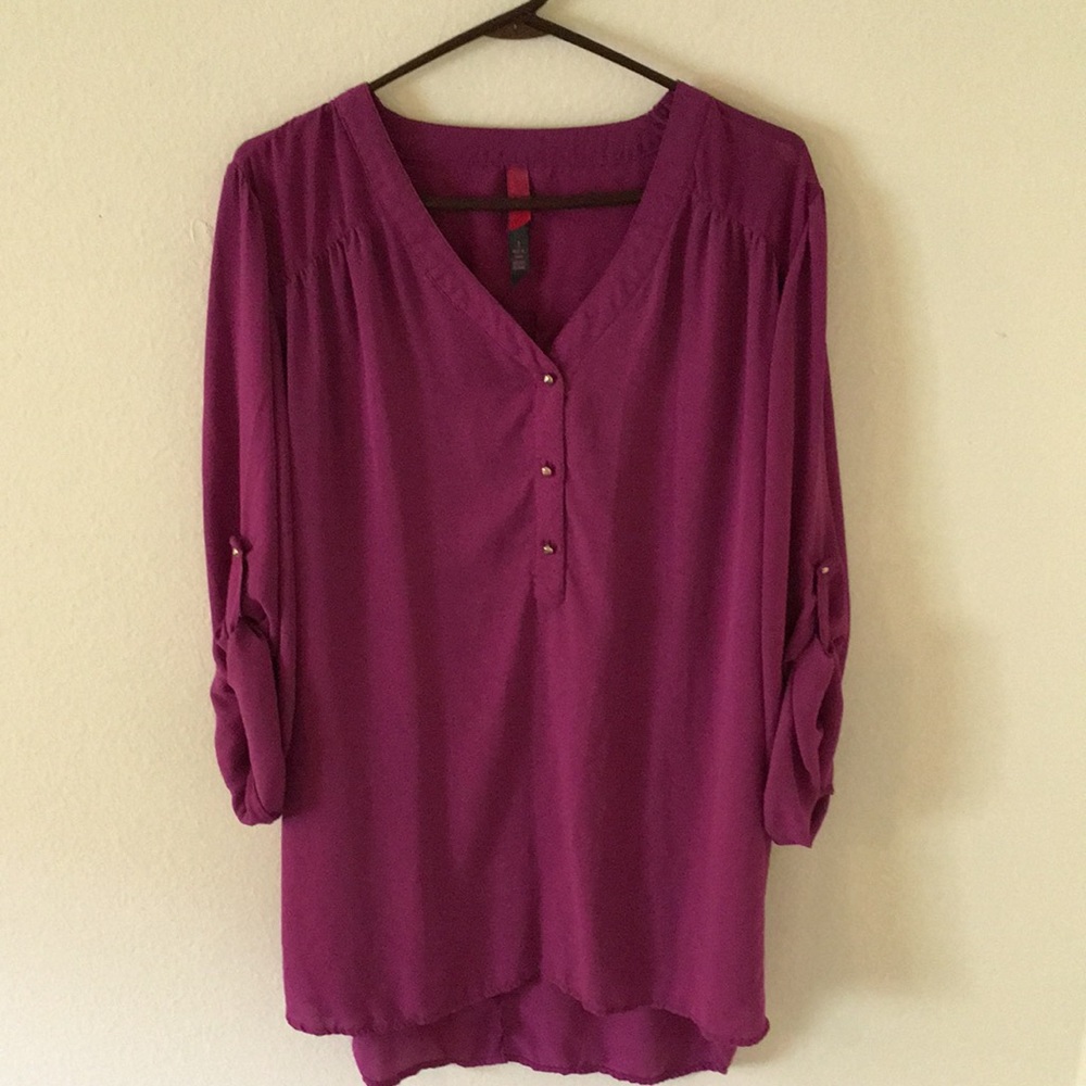 Button Front Blouse 3/4 Sleeve 3X